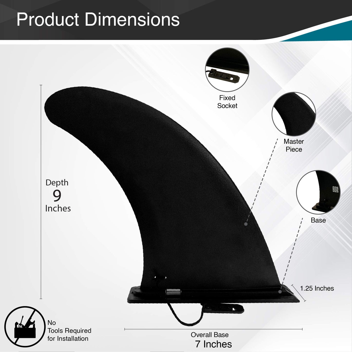 9" Aquamar Universal Paddle Board Fin - Detachable Reinforced Fiberglass- Stand Up Paddleboard Fin Replacement, Quick Release Longboard Center Inflatable Paddle Board Fin, No-Tool Installation, Improves Stability - Ideal for Beginners and Pros