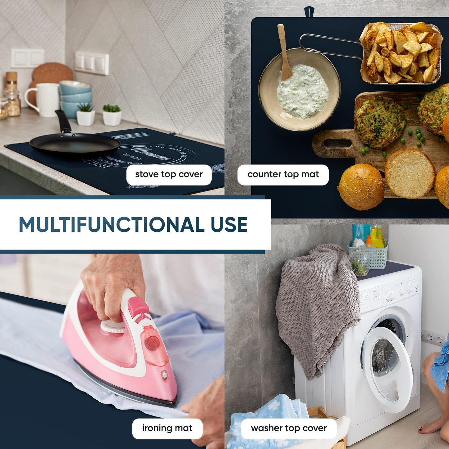 Stove Top Covers for Electric Stove with Gap and Oven handle Covers - Electric Stove Cover, Glass stove top Cover - Ceramic Glass Cooktop Protector - Full Stove Covers for Electric Stovetop