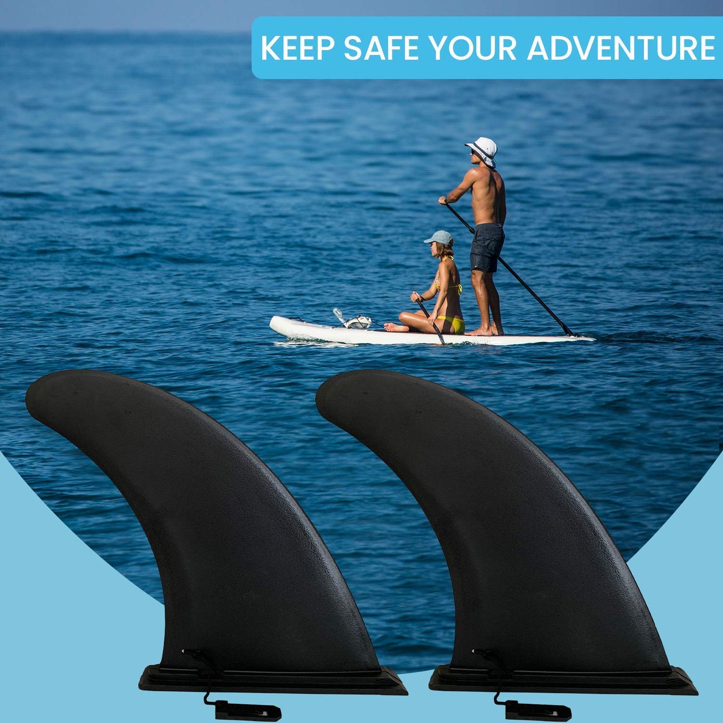 9" Aquamar Universal Paddle Board Fin - Detachable Reinforced Fiberglass- Stand Up Paddleboard Fin Replacement, Quick Release Longboard Center Inflatable Paddle Board Fin, No-Tool Installation, Improves Stability - Ideal for Beginners and Pros