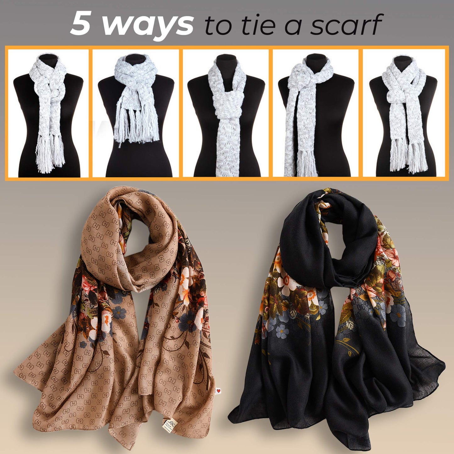 Boss Accessories Winter Scarfs for Women Beautiful Floral Design Scarf Long light Scarf Fashion Scarves Head Scarf for Women