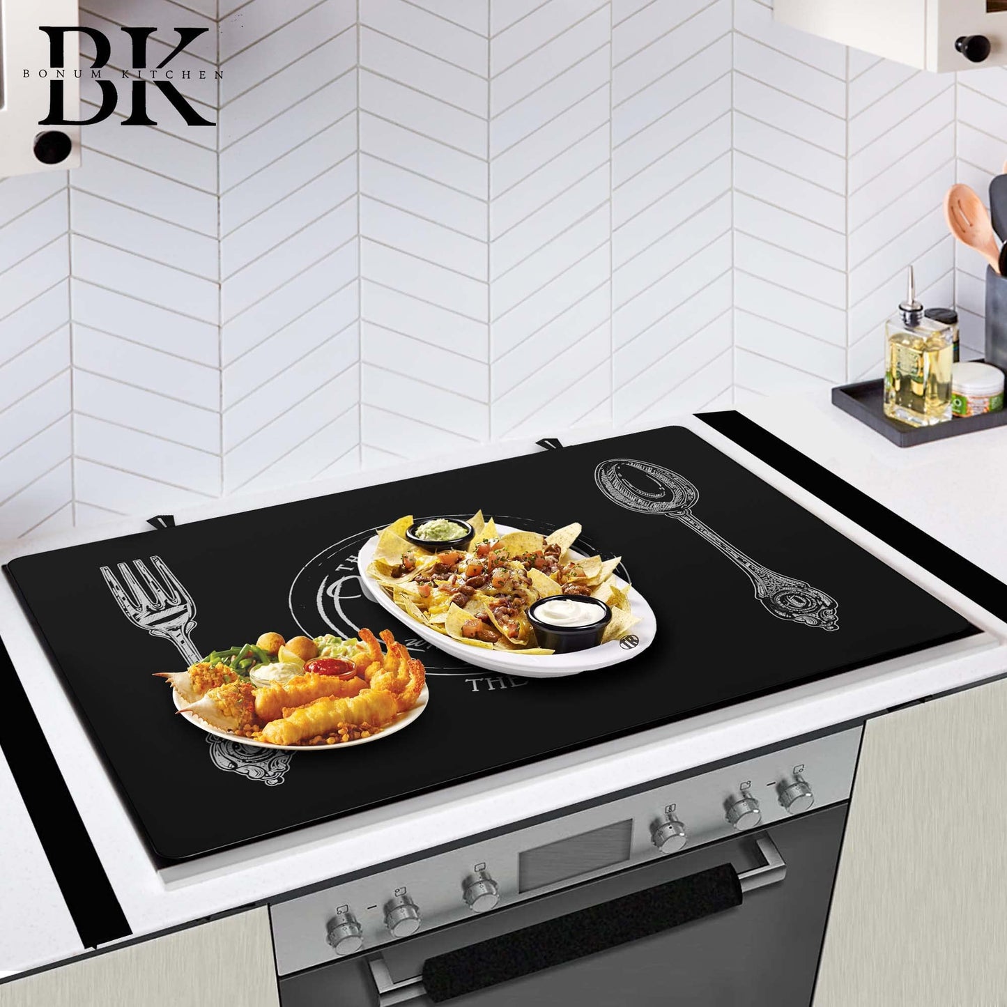 Stove Top Covers for Electric Stove with Gap and Oven handle Covers - Electric Stove Cover, Glass stove top Cover - Ceramic Glass Cooktop Protector - Full Stove Covers for Electric Stovetop