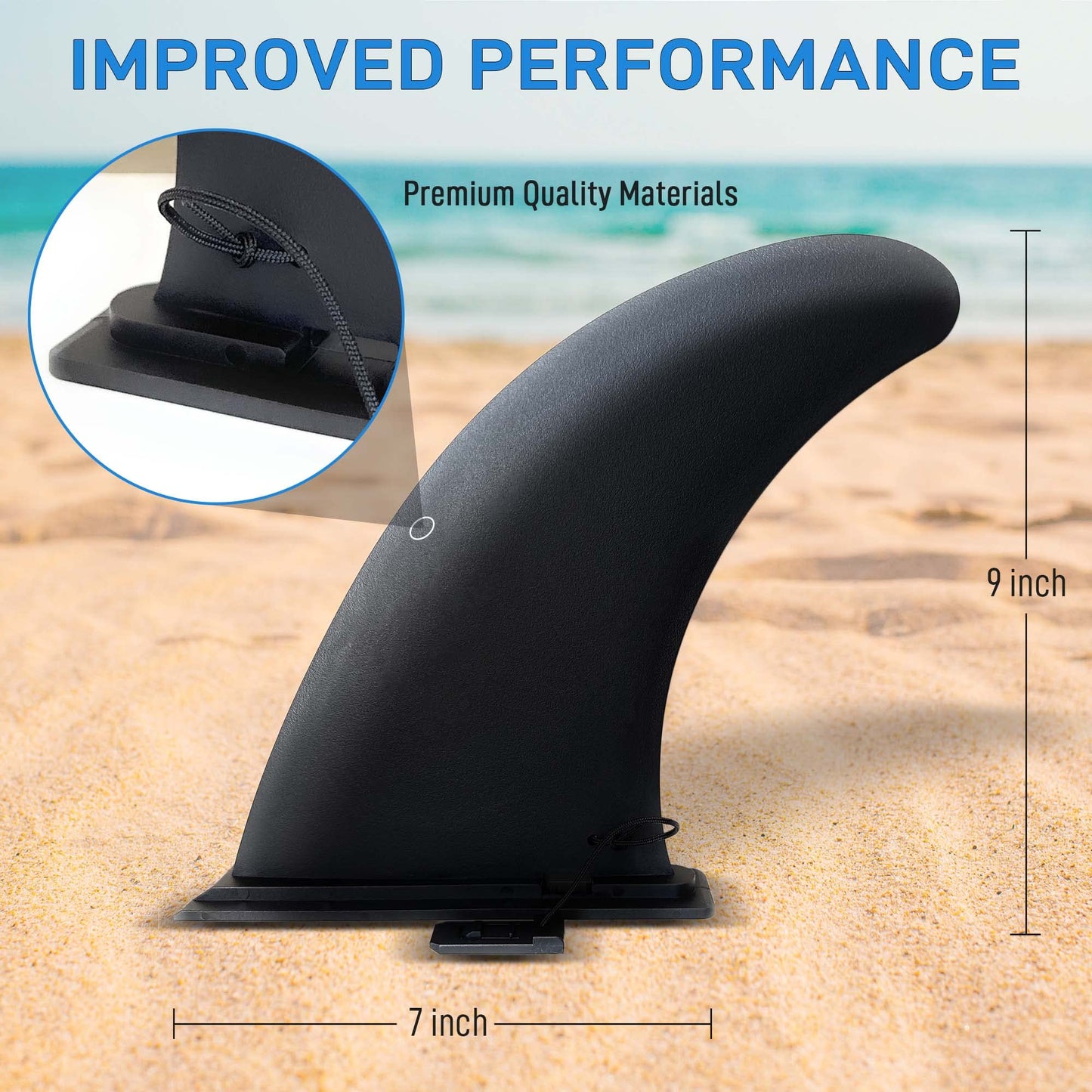 9" Aquamar Universal Paddle Board Fin - Detachable Reinforced Fiberglass- Stand Up Paddleboard Fin Replacement, Quick Release Longboard Center Inflatable Paddle Board Fin, No-Tool Installation, Improves Stability - Ideal for Beginners and Pros